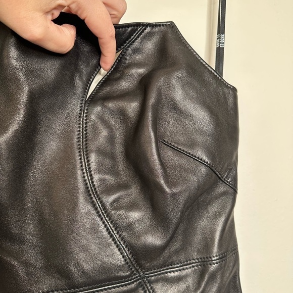 ET OCHS Elizabeth Leather Black Strapless Cut-Out Mini Dress 6 NWOT - Picture 7 of 14